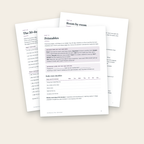 Inside pages: the 30-day plan, room checklists and decision card