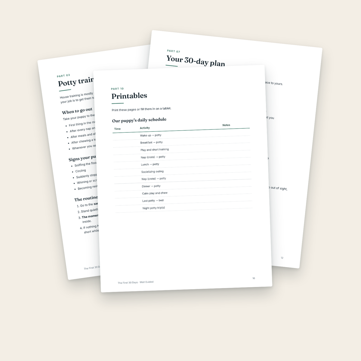 Inside pages of The First 30 Days, one of the guides in this bundle