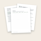 Inside pages: the stage-by-stage plan, checklists and absence log