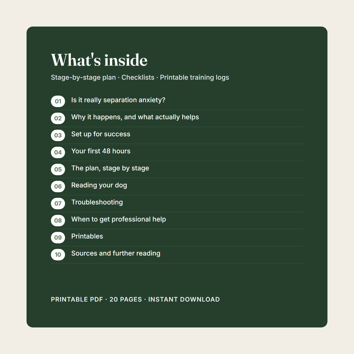 List of the guide's 10 parts